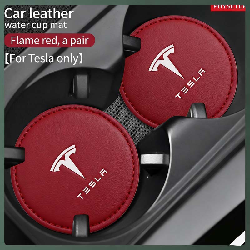 Tesla2pcs Non-slip Car Water Cup Pad Crystal Rhinestone Rubber Mat for Bottle Holder Coaster Auto Interior Anti-skid Cup Holders
