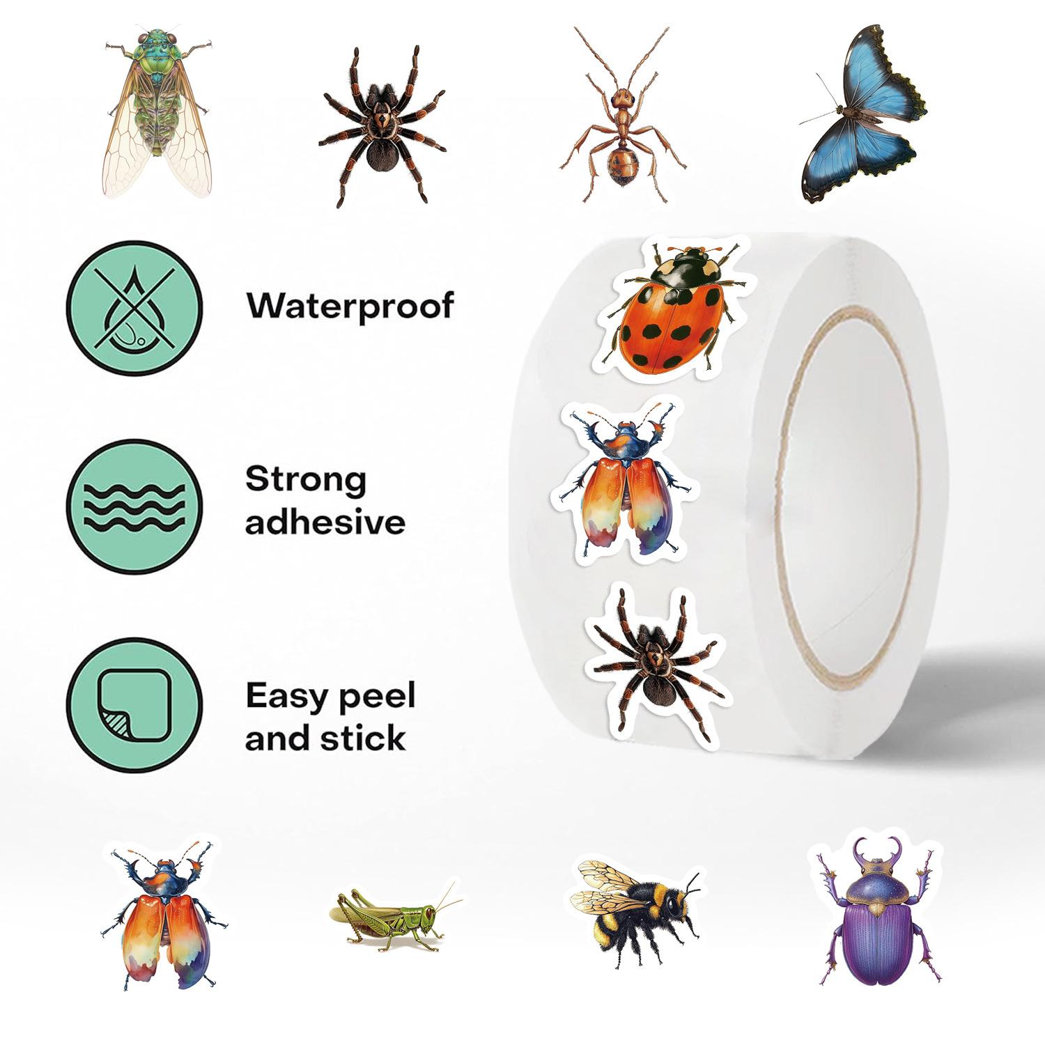 

500 штук/рулон Рулонная наклейка Горячая распродажа Лента Маленькое насекомое Выражение Руководство Материал Декоративная наклейка для запечатывания конвертов