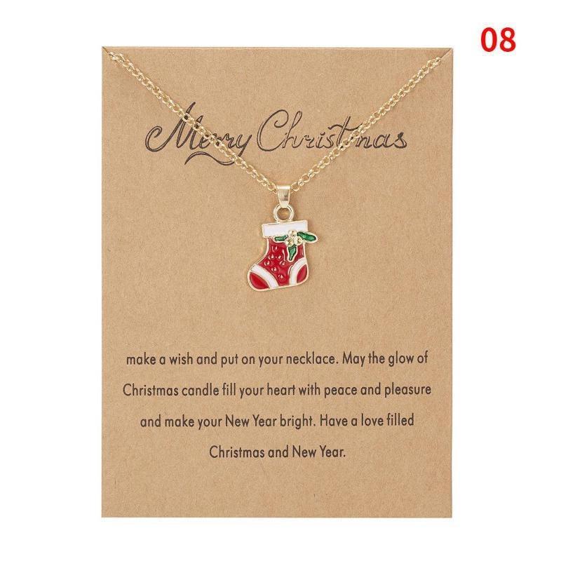 Charm Christmas Necklace for Women Men Merry Christmas Snowman Santa Claus Pendant Link Chain Necklace Xmas Jewelry Gifts