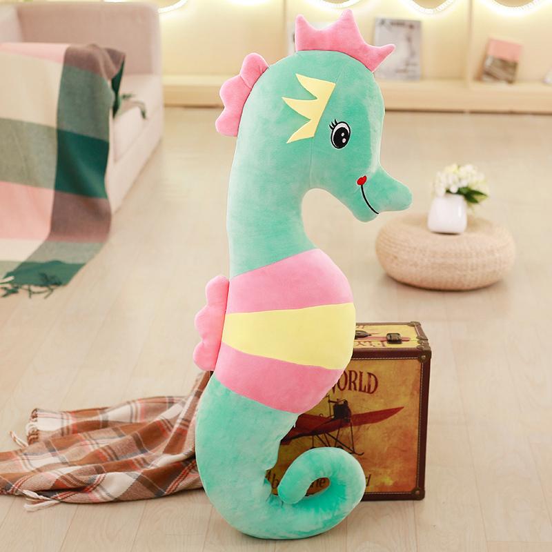 50cm Zeepaardje Pluche Speelgoed Kleurrijk Gevuld Waterdier Groen Roze Geel Blauw Slaapkussen Kussen Cadeau 50cm
