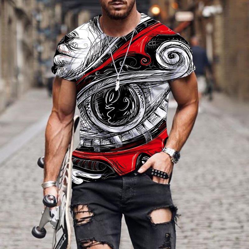 Summer Outdoor 3D Printing Men's Round Neck T-shirt Fashionable Military Style Versatile Soft andBreathablePolyesterShortSleeve