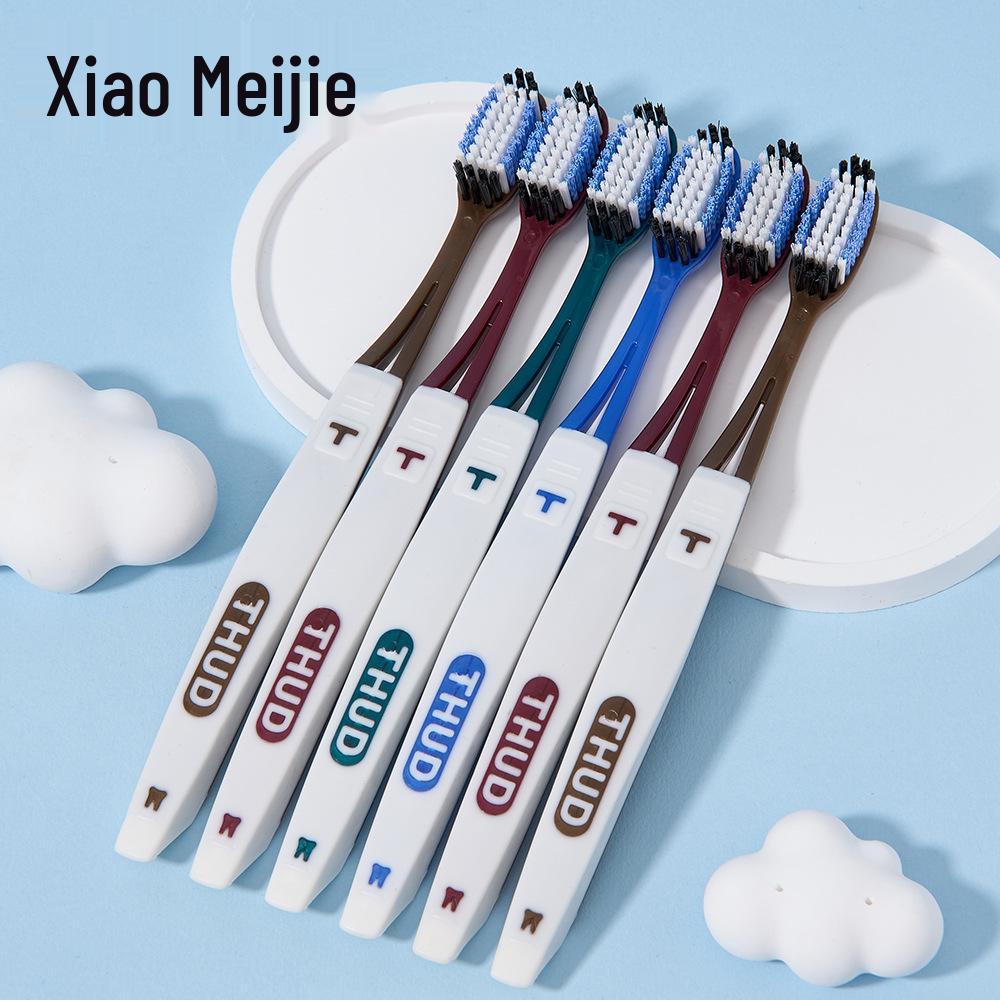 Brosse à dents Sanxiao Meijie pour homme, poils medium-durs, nettoyage en profondeur, manche souple.