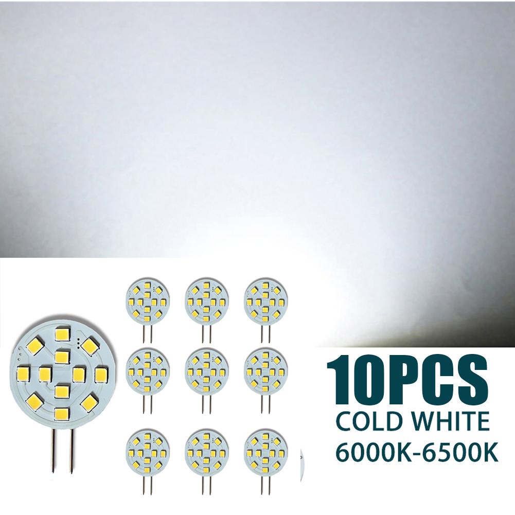 

10 Штук Світлодіодних Ламп G4 AC/DC 12V 2W SMD2835 Надяскравих для Вбудованих Точкових Світильників Шафи Освітлення Салону RV холодний білий колір