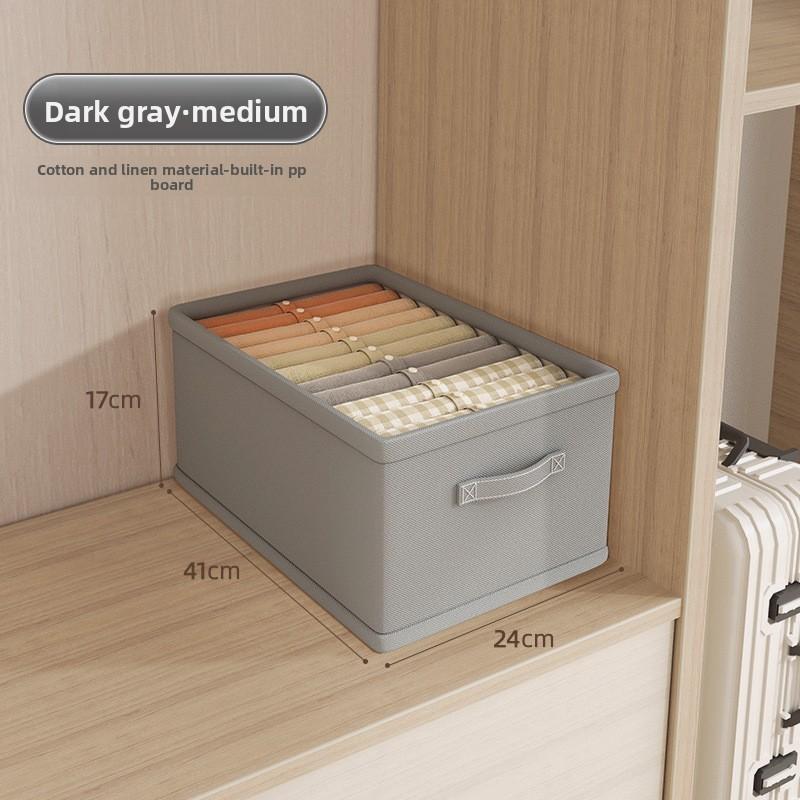 Clothing Storage Box With Foldable Cotton Linen Material For Bedroom Closet Organization