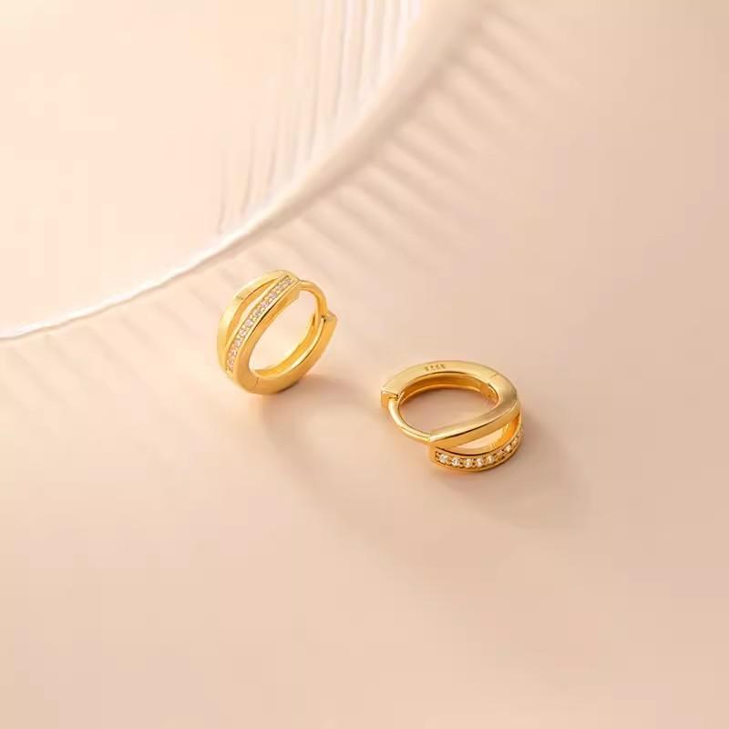 925 Silver hoop Earrings Temperament Simple Inlaid Zircon for Women Wedding Jewelry Accessories