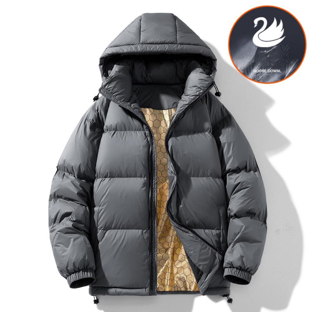 Winter New Men's Korean Version Black Gold Solid Color, White Goose Down Jacket Trendy Couple Coat