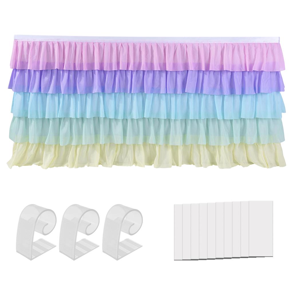 Pleated Table Skirt Birthday Party Table Decor Colorful Tablecloth for Rectangle Table Ruffle Table Cloth Xmas Wedding Decor