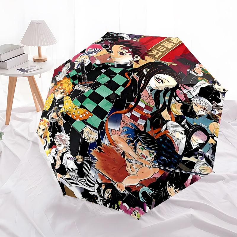 1pc Demon Slayer: Tanjiro Kamado Outdoor Umbrella - Automatic Opening/Closing, Portable 3-Fold Design with 8-Rib Iron Frame - Perfect Gift for Fans, T