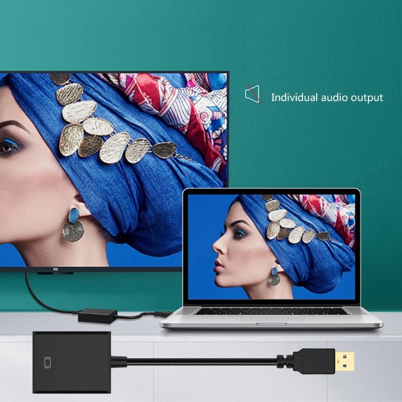 USB 3.0 to Video Converters Supports 1080P Resolution and Sound Syncs for  Display Experience