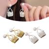 Stylish Alloy Woven Basket Earrings With Rhinestones And Pearls Retro Designs