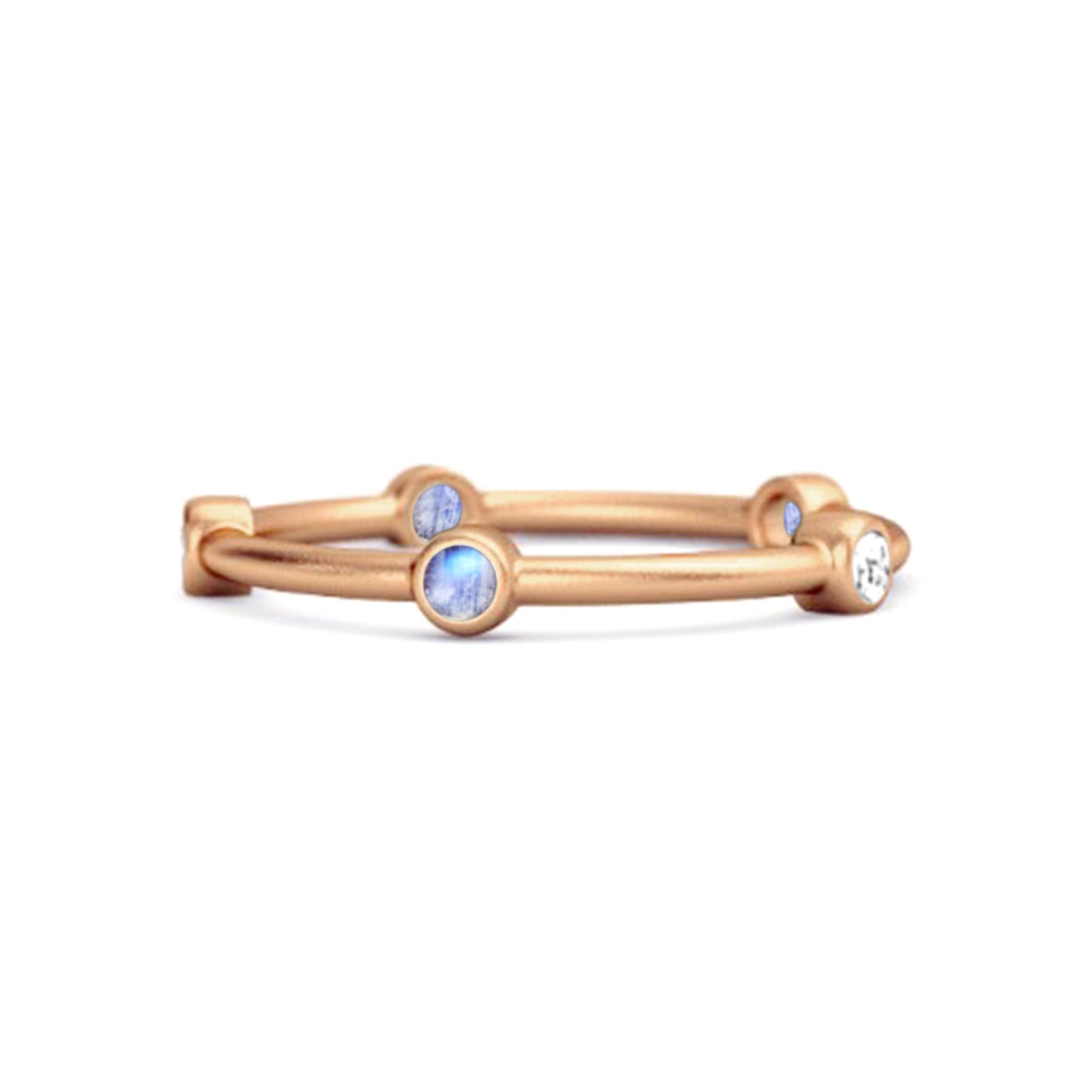 Moonstone Bezel-Set Stacking Band Ring - 925 Sterling Silver Rose Gold Vermeil 11 розового золота