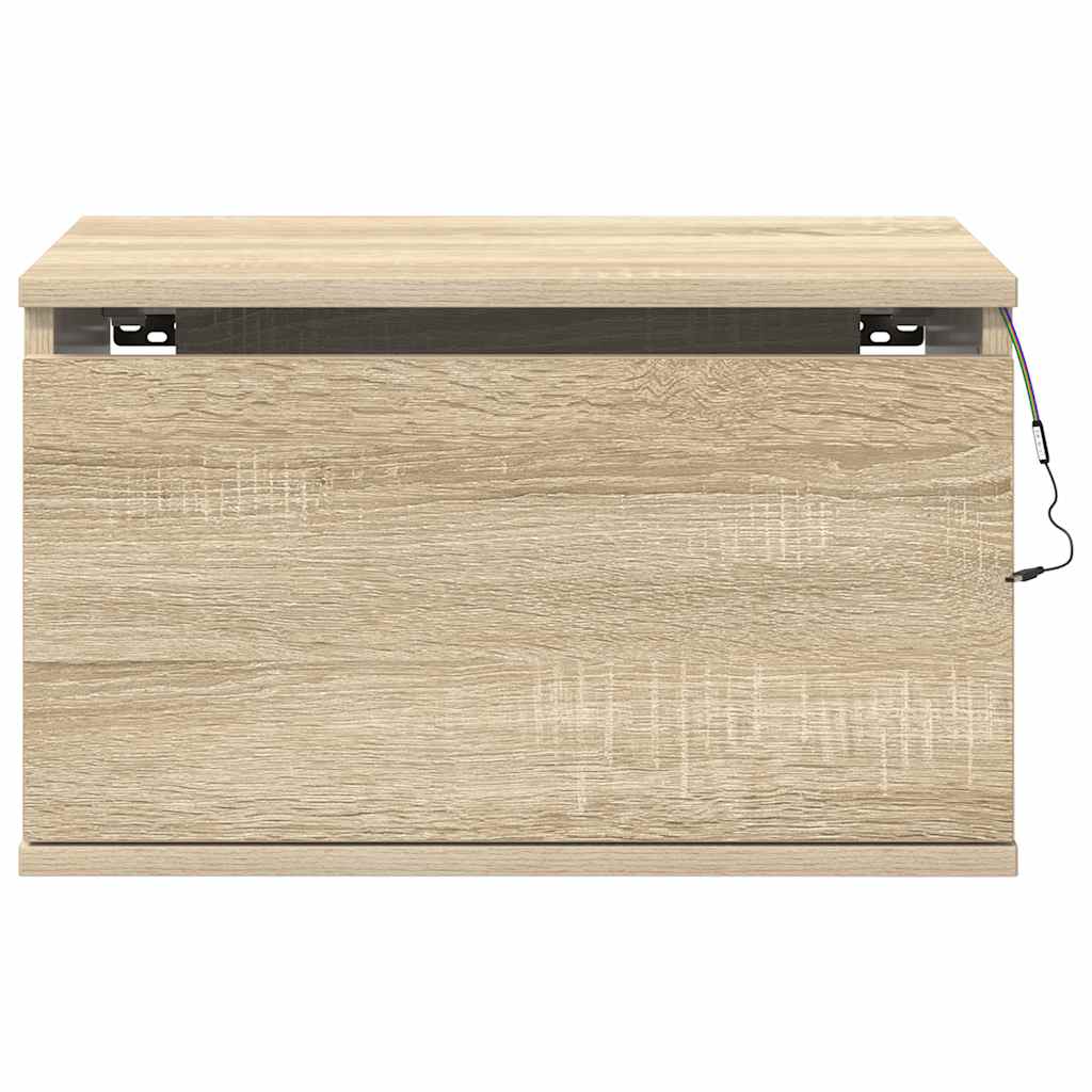 Wall Mounted Nightstands with LED Lights 2 pcs Sonoma Oak