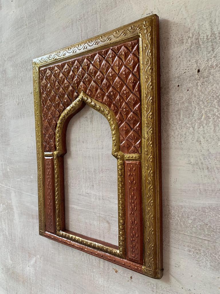 Hand-Painted Wooden Jharokha Frame: Indian Wall Decor