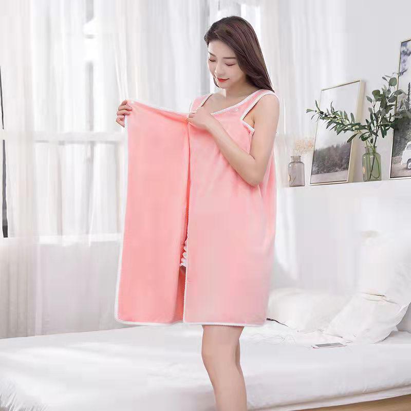 Women's Coral Fleece Wearable Bath Towel - Absorbent, Thick, No-Shed Bath Skirt Robe