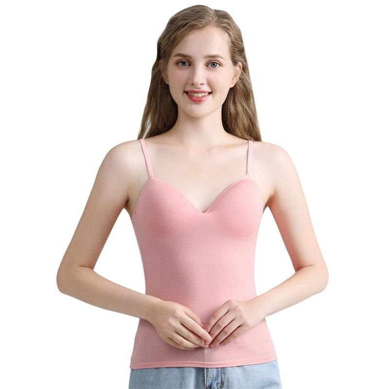 Lady V-Neck Camisole Sexy Women Padded Bra Tops Woman Slim Fit Straps Push Up Bra Vest Tank 6 Colors Simple Casual All-Match Female Comfortable Vests