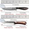 2PCS Portable Damascus Steel Knife Multipurpose Professional Cooking Utility Knife for Kitchen Outdoor Camping Survival Knife