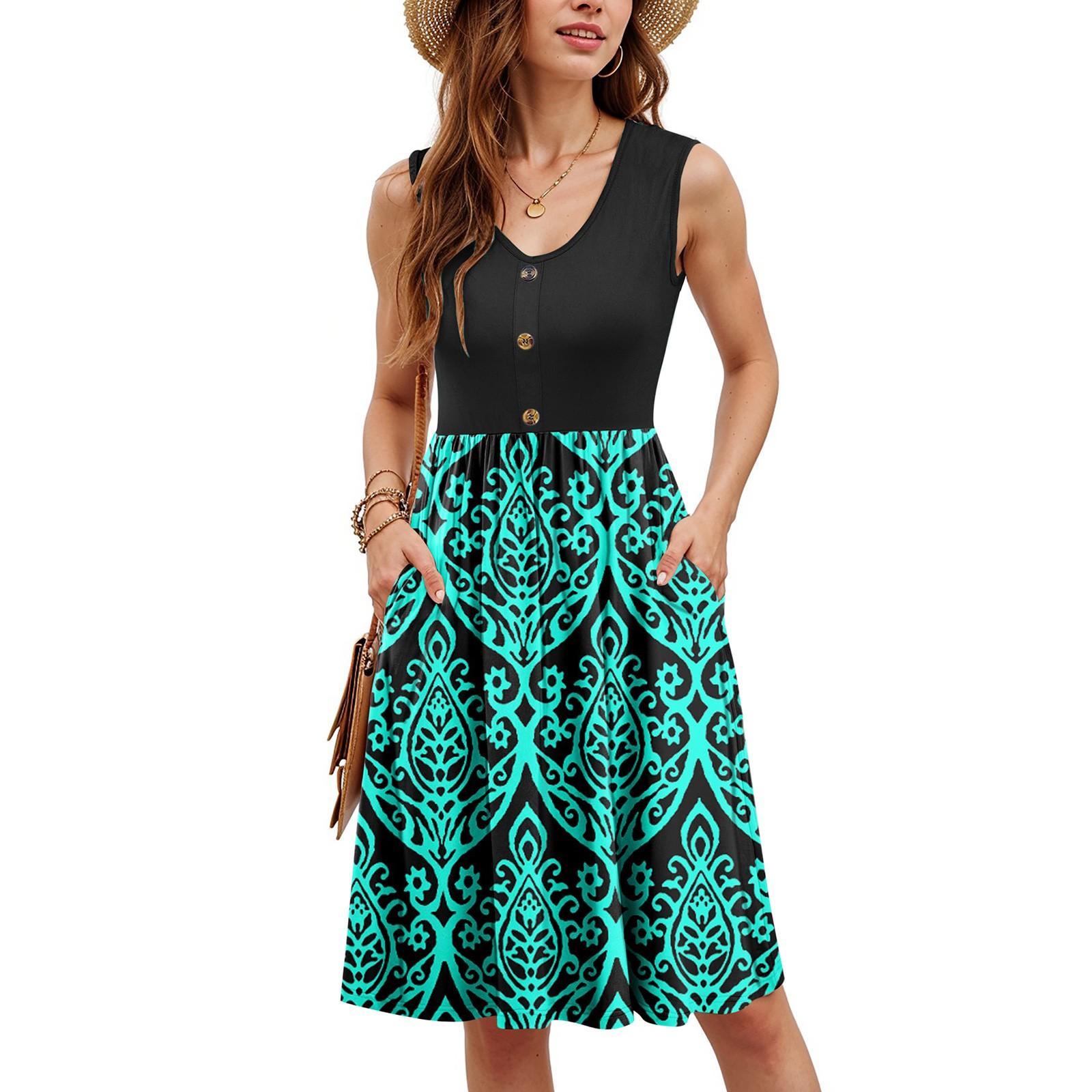 

Женские летние платья без рукавов повседневные свободные летние платья на пуговицах с карманами L