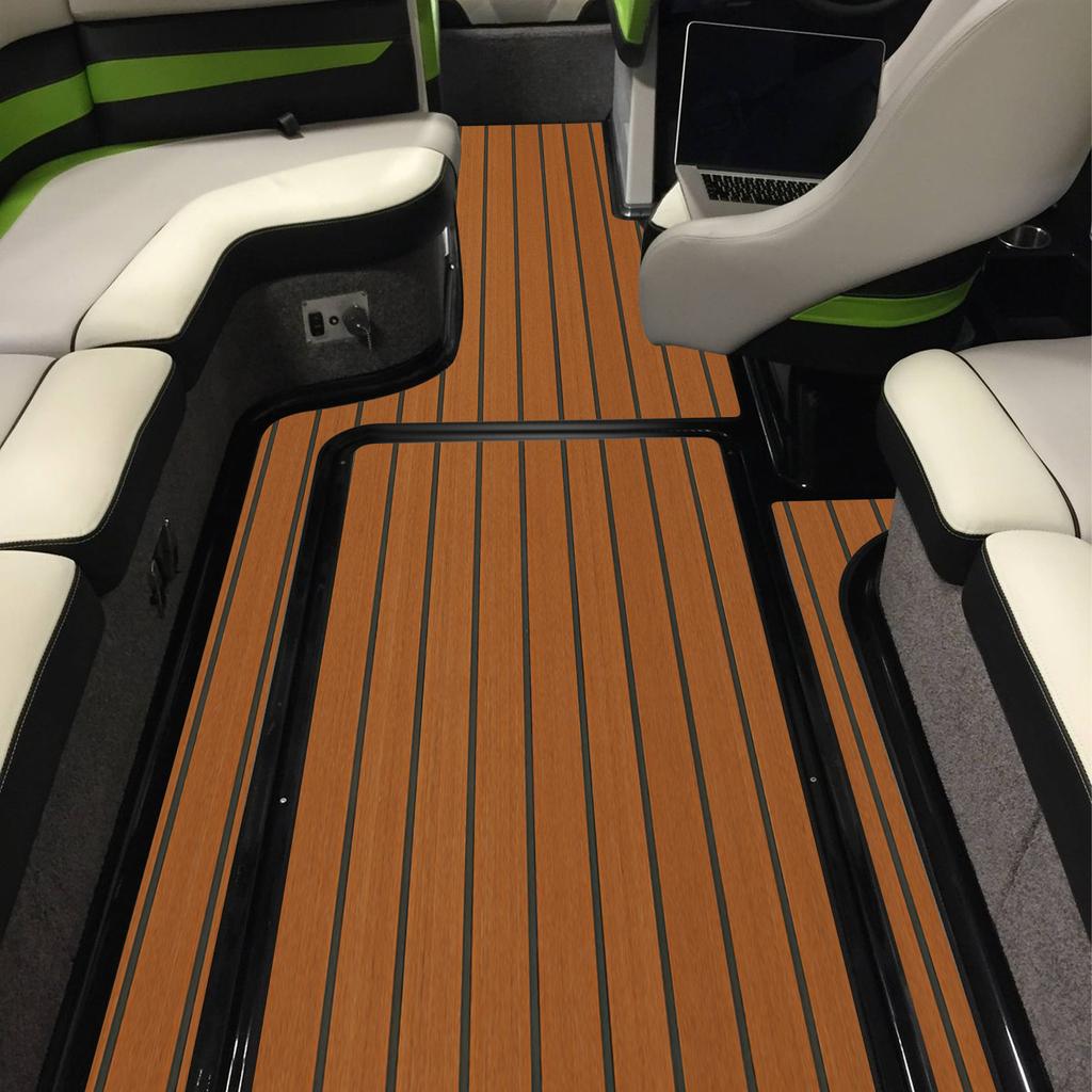 EVA Non-Slip RV Floor Mat, Waterproof Boat Deck Padding, 6mm Thick Teak Style Marine Gym Mat, All-Purpose Surface Protection