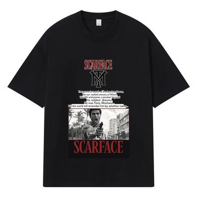 2026 Camiseta Gráfica Impresa Scarface Streetwear Y2k Harajuku 100% Algodón Casual Oversize de Verano para Hombre