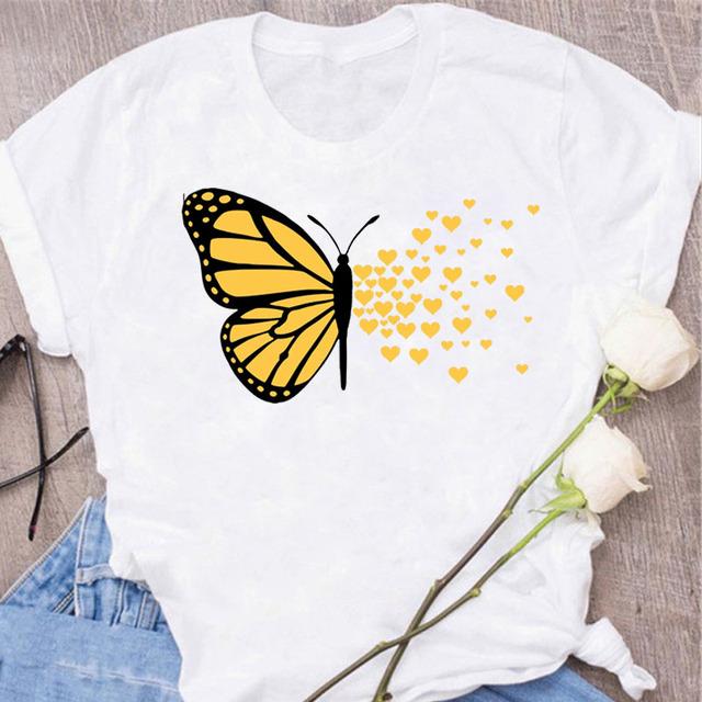 New Butterfly Print T Shirt Women T Shirt Summer Fashion Female Tops Ladies Short Sleeve Graphic Tee Shirts Woman Cute T-Shirts