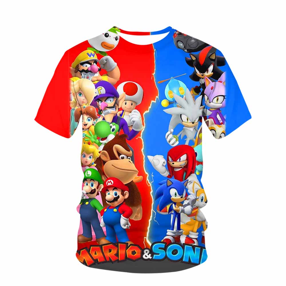 Cute Sonic Girl Cartoon T-Shirt Children's Short Sleeve Summer Casual T-Shirt Boys Sports Shirt Quick Drying Tops Tee