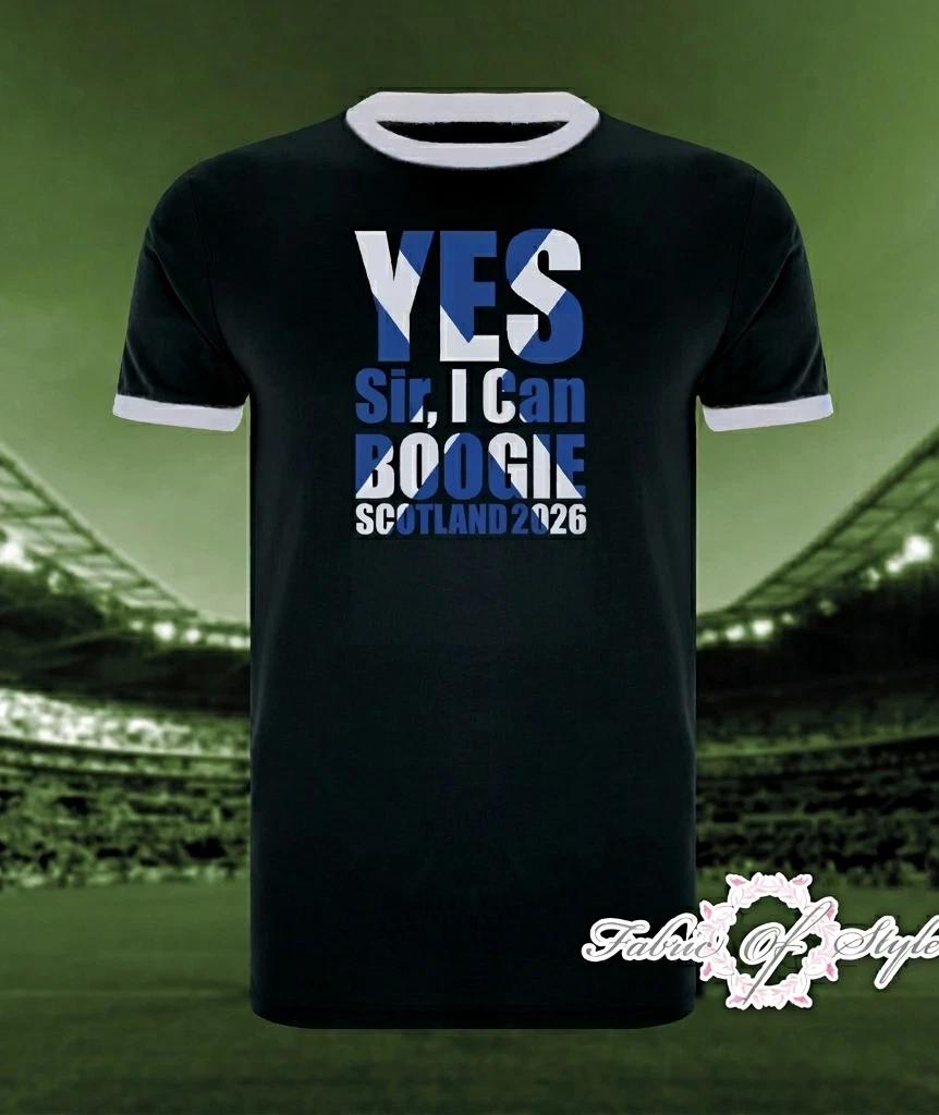 YES Sir, I can BOOGIE! SCOTTISH Flag Scotland T- Shirt Ringer Black 2026 S