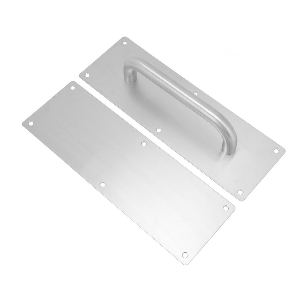 Pull Push Door Plate Handle with Screws 304 Stainless Steel White Oval Handle for Offices Hotels Restaurants