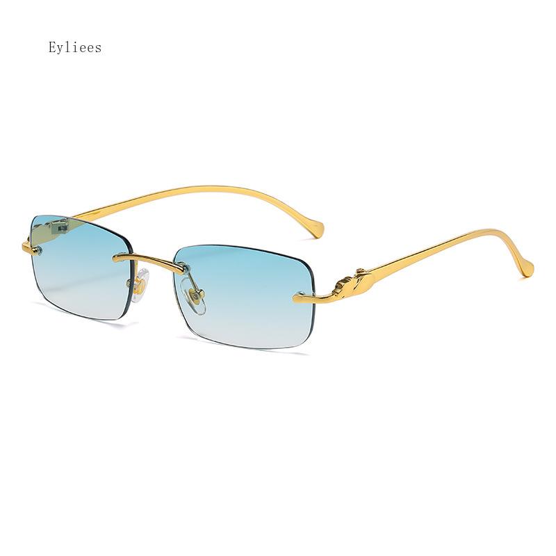 Sunglasses Men  Designer Fashion Rimless Sun Glasses Shades Diamond Cut Lens Ladies Frameless Metal Eye Glasses Gafas