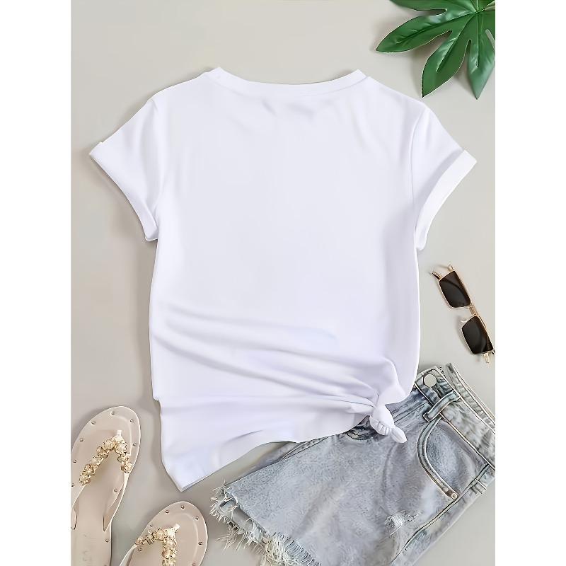 European Size Women'S Summer Trendy Versatile Outdoor Breathable Soft Comfort T-Shirt with Heat-Transfer Print | Casual Style, Floral Pattern