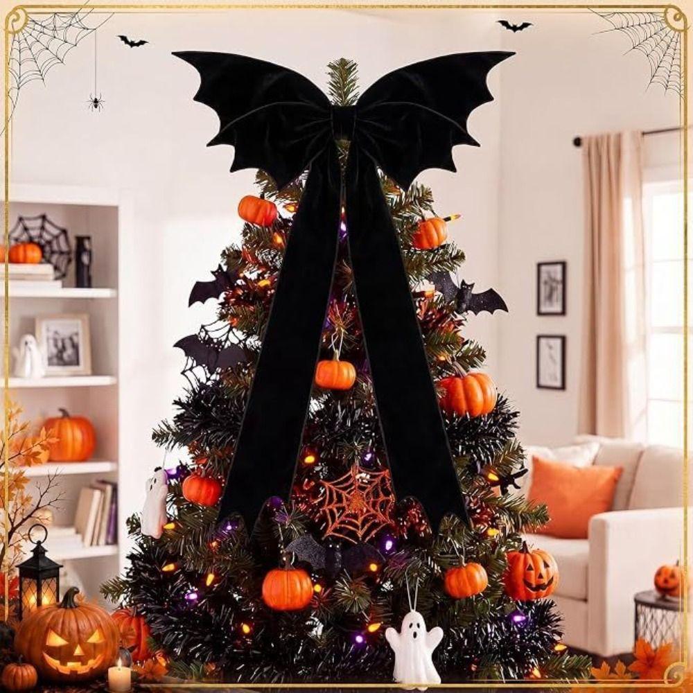 Black Velvet Door Hanging Ornament 115cm Oversized Tree Topper Bow  Christmas Party