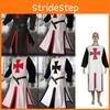 Authentiek Tempelier Ridder Kruisvaarder Schede Outfit Cosplay Kostuum Met Wijde Mouwen