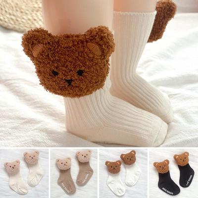Cute Big Cartoon Bear Baby Socks Soft Knitted Kids Boys Girls Non-slip Socks Winter Warm Infant Toddler Floor Sock