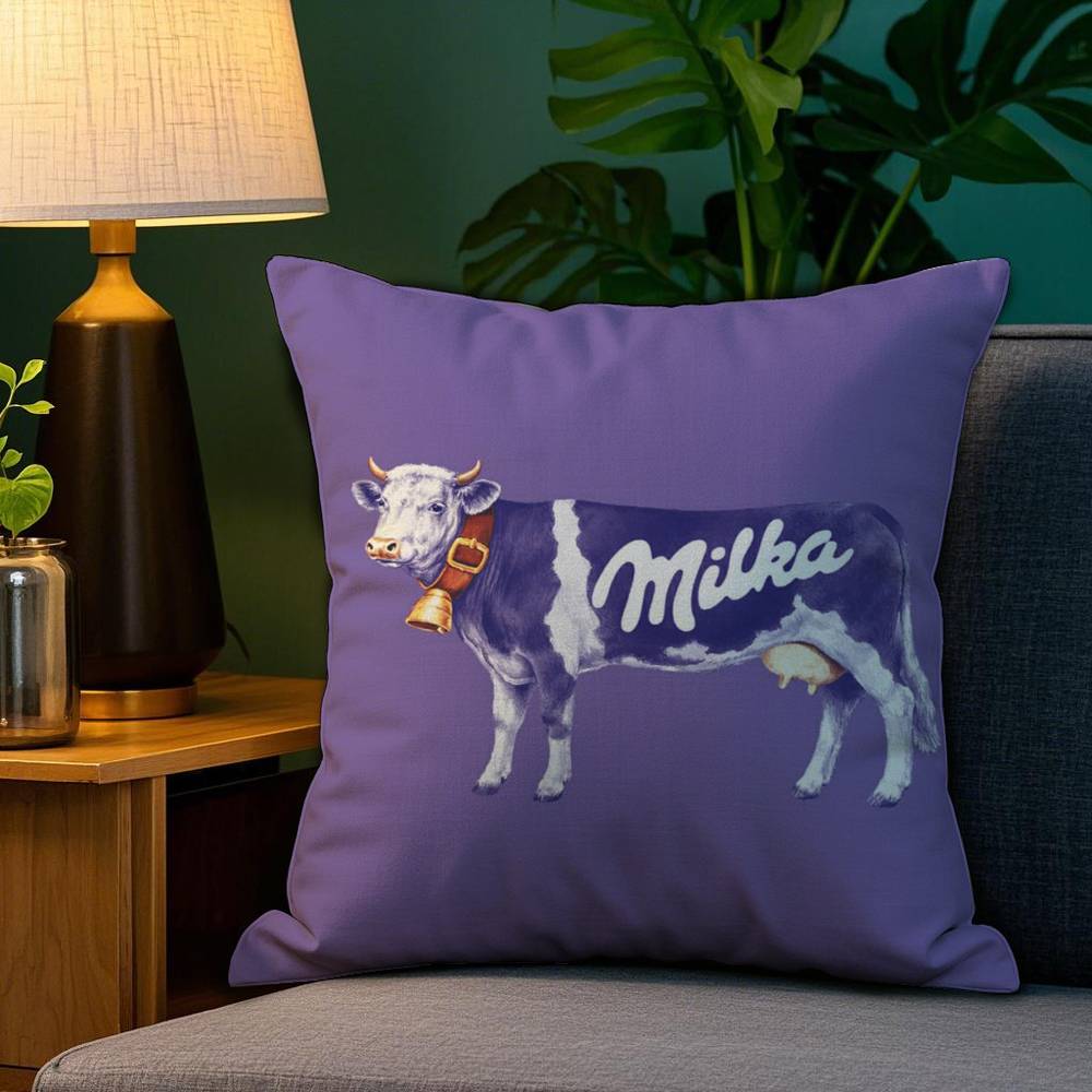 Lustiger Milka Lila Kissenbezug Plüschstoff Weich Beidseitiger Druck Sofakissenbezug Dekokissenbezüge