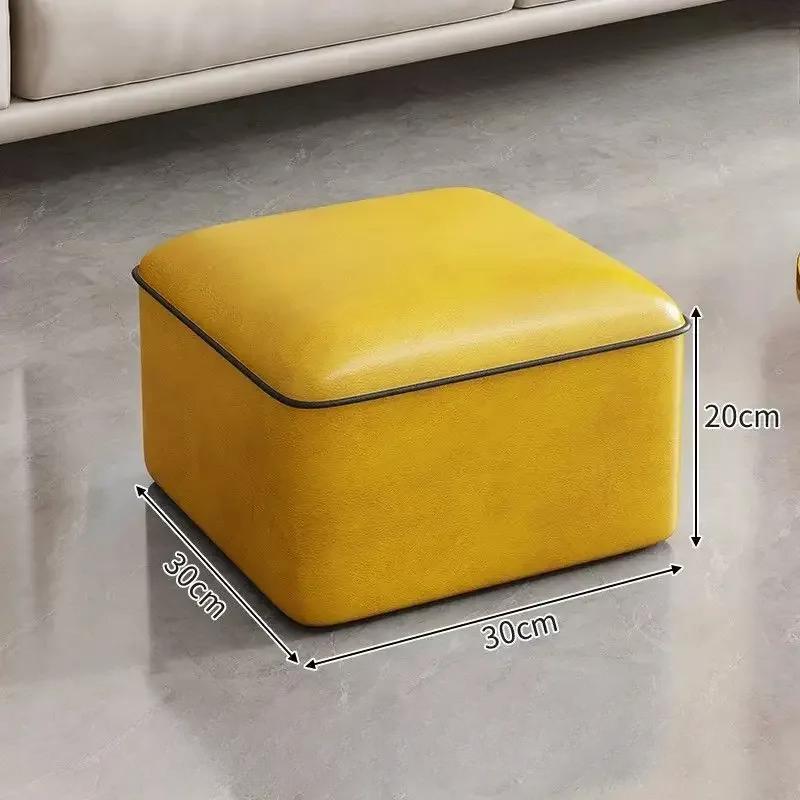 Stolička Domácí lehká luxusní nízká stolička Dveřní boty Převlékací stolička Čtvercová stolička Obývací pokoj Pohovka Boční lavice Kožené taburetky Pouf