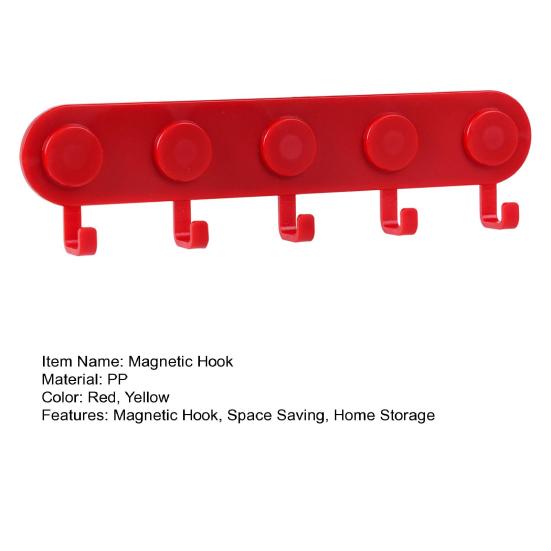 Magnetic Hook Rack with 5 Integrated Hooks Strong Magnetism No Drilling Easy Installation Organizer for Keys Masks Bags Hats