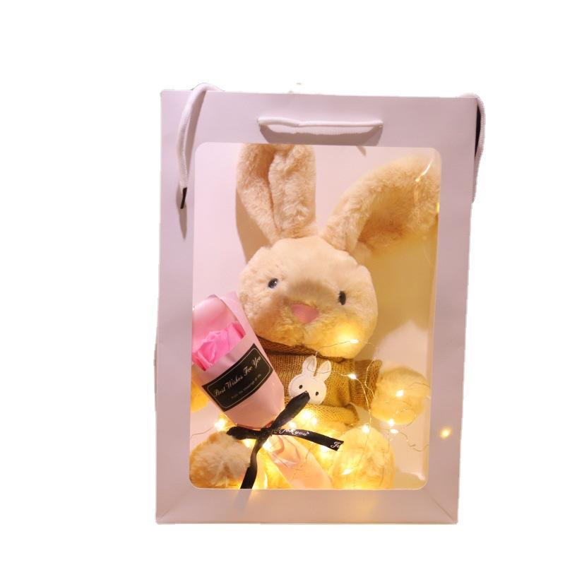 40/50cm Cute Rabbit Plush Toy Super Soft Bunny with Sweater Scarf Exquisite LED Box Baby Kids Stuffed Toys Boys Girls Xmas Gift