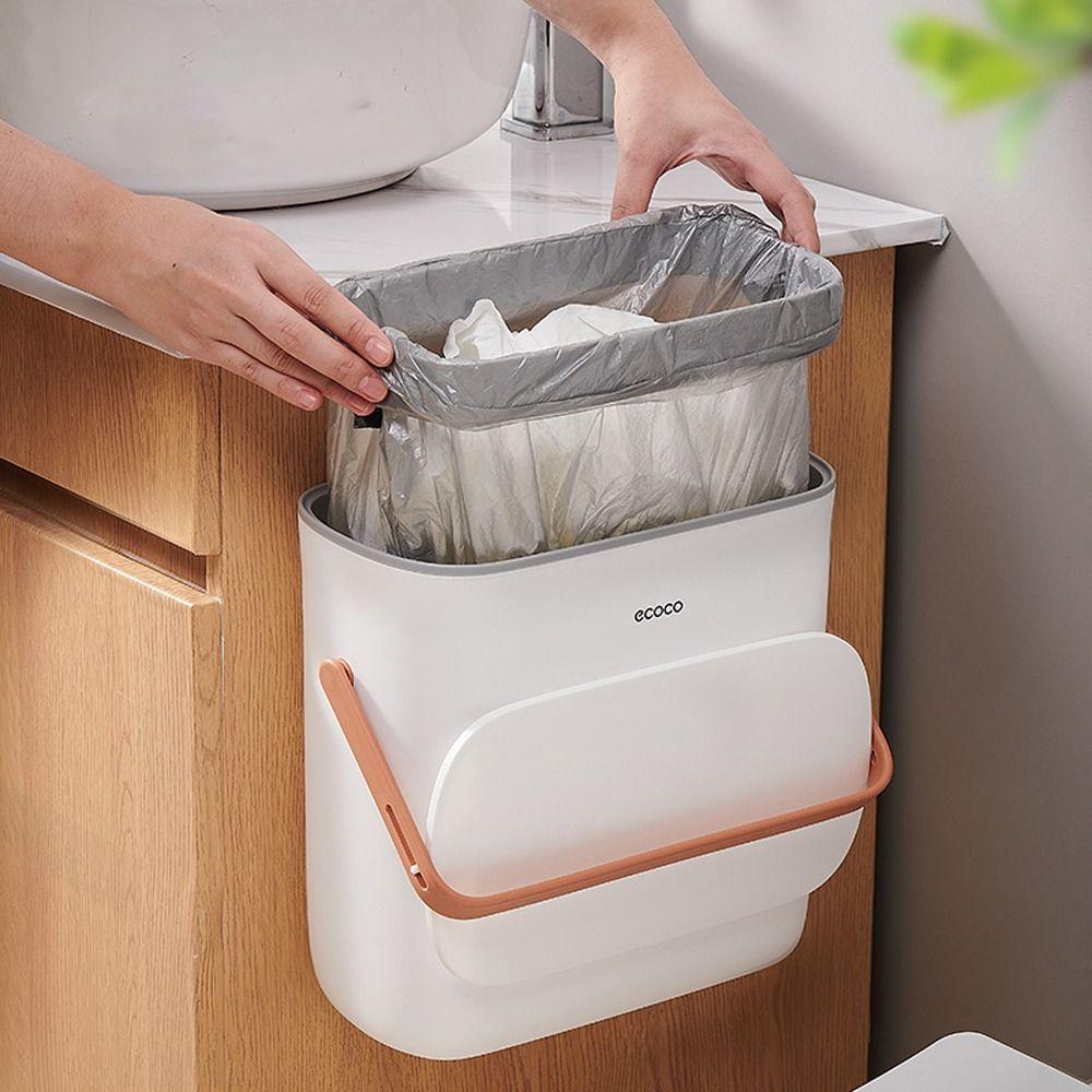 Waterproof Hanging Trash Bin Space-Saving Kitchen Compost Bin Wall-Mounted Trash Can  Bathroom