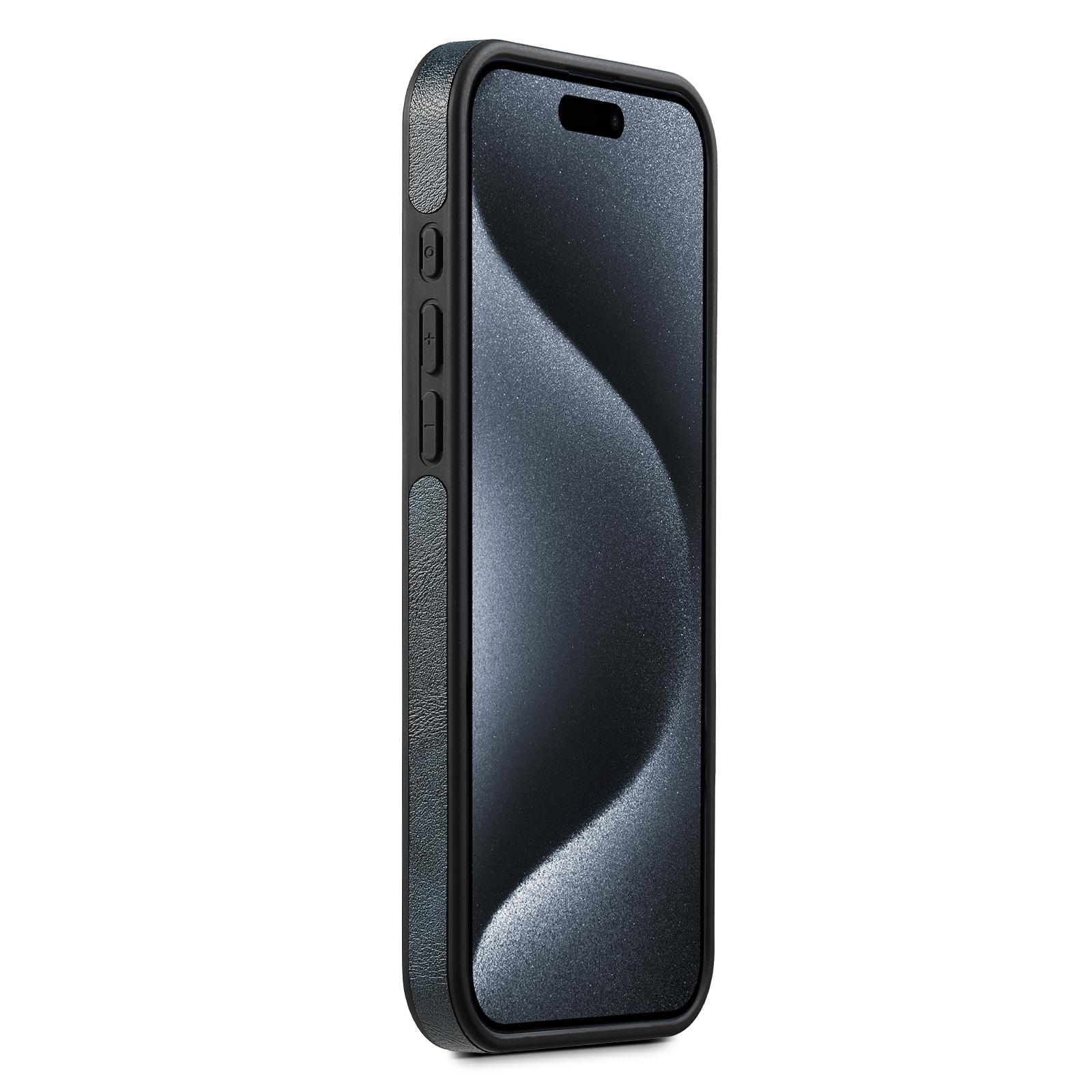 

SUTENI G1 For iPhone 16 Magnetic Case Waxy Texture Leather Coated TPU Phone Cover Blue