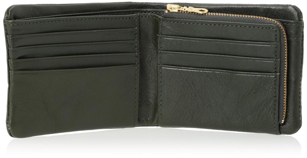 Lee Loose Bifold Wallet with Large Zippered Bill Italian Leather Holds and Electronic Green Compartment, (Cowhide), Bills, Cards, Coins, Money,