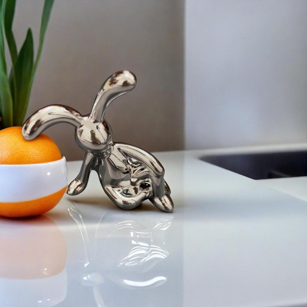 Nordic Electroplated Modern Rabbit Ornament - Elegant Long-Legged Toy Car Decoration for Living Room