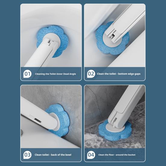 Jednorazowa szczotka do toalety z wymiennymi końcówkami Uchwyt do montażu na ścianie Szczotka do czyszczenia z głębokim rowkiem Środek do czyszczenia łazienki