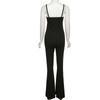 Fashion Women's Wear Pure Color Mesh Sleeveless Trousers Suspender Jumpsuit