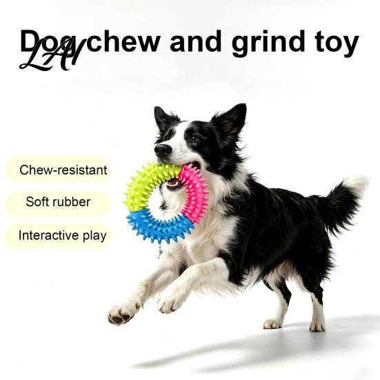 Soft Gum Massage Toys for Teething Spiky Ring Dog Toy Rubber Chew Interactive Pet Supplies Dental Health Fetch And Teeth Cleaning Toy Aggressive