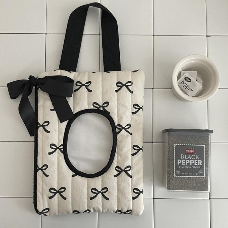 Bow Print Flip Cover Tissue Box Wet Wipes Case Car Hanging Bag Portable Paper Holder Napkin Storage Case Home Decor