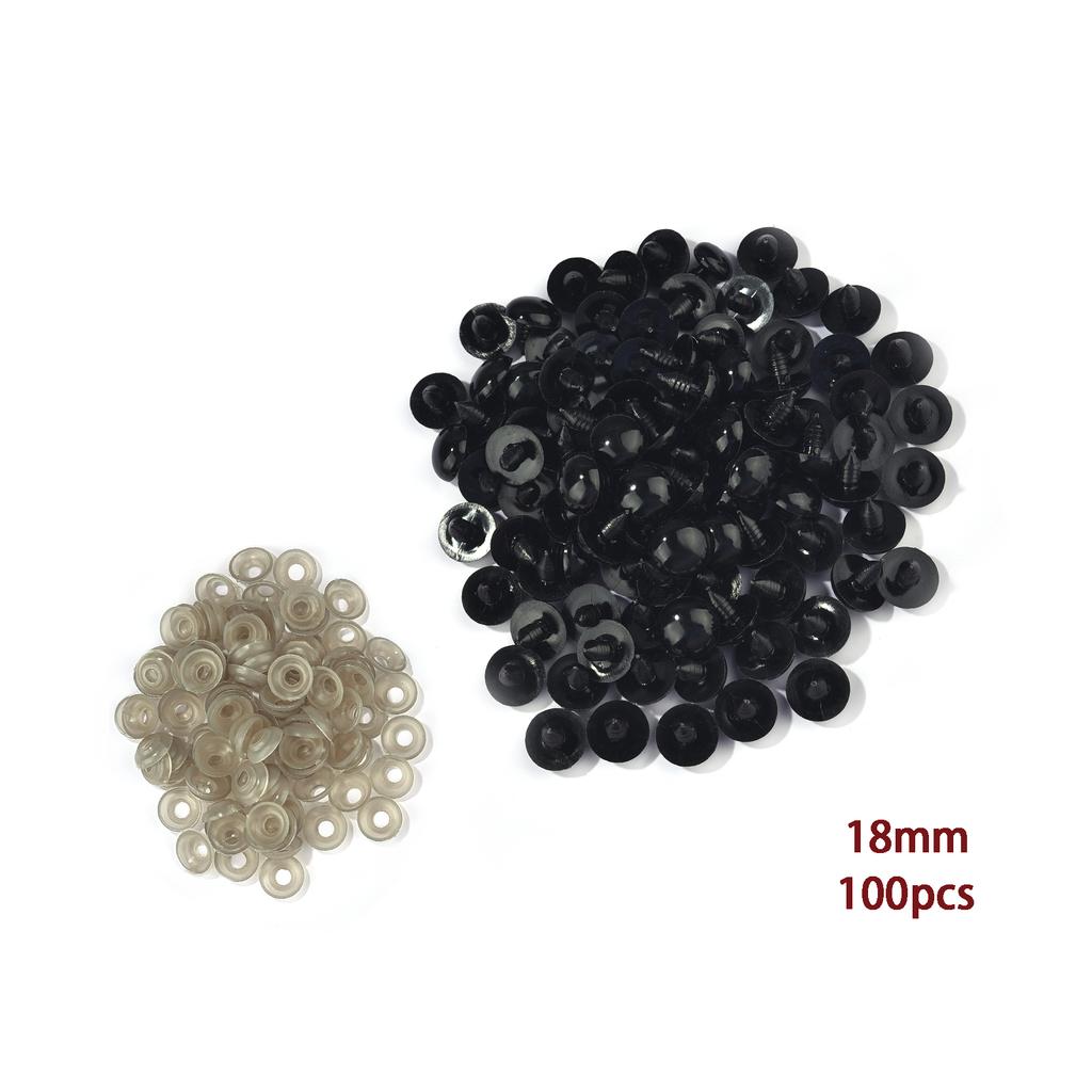 100pcs Black Safety Eyes Plastic Eyeball For Toys Amigurumi Diy Kit Crafts TeddyBear Toy Eye Doll Decoration Accessories 5-20mm