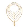 Ingemark 5Pcs/Set Goth Cross Coin Coconut Tree Pendant Choker Necklace for Women Men Vintage Adjustable Chain Daily Jewelry Gift