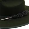 New Autumn Winter Feather Band Felt Fedora Hat For Women Wide Brim Gentleman Wedding Party Hat Church Jazz Hat