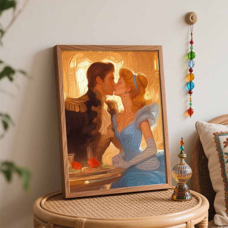 Disney Cinderella Kissing Prince digital oil painting diy handpainted coloring painting home decoration wall art gift for couple decor