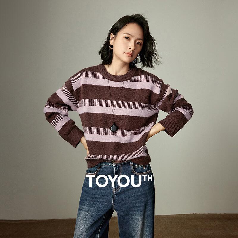 Chuyu Women s Striped Wool Blend Loose Sweater S