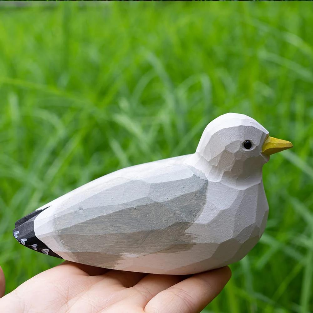 Handcrafted wood carving Seagull Desk Decoration Cute Seagull Animal Figurine Home Decor Handicraft Ornaments Seagull Statue